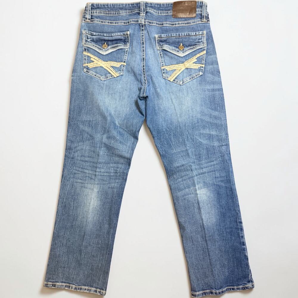 AXL Slim Boot Jeans Men’s 34x30 Medium Wash Distressed Stitch Pocket Denim